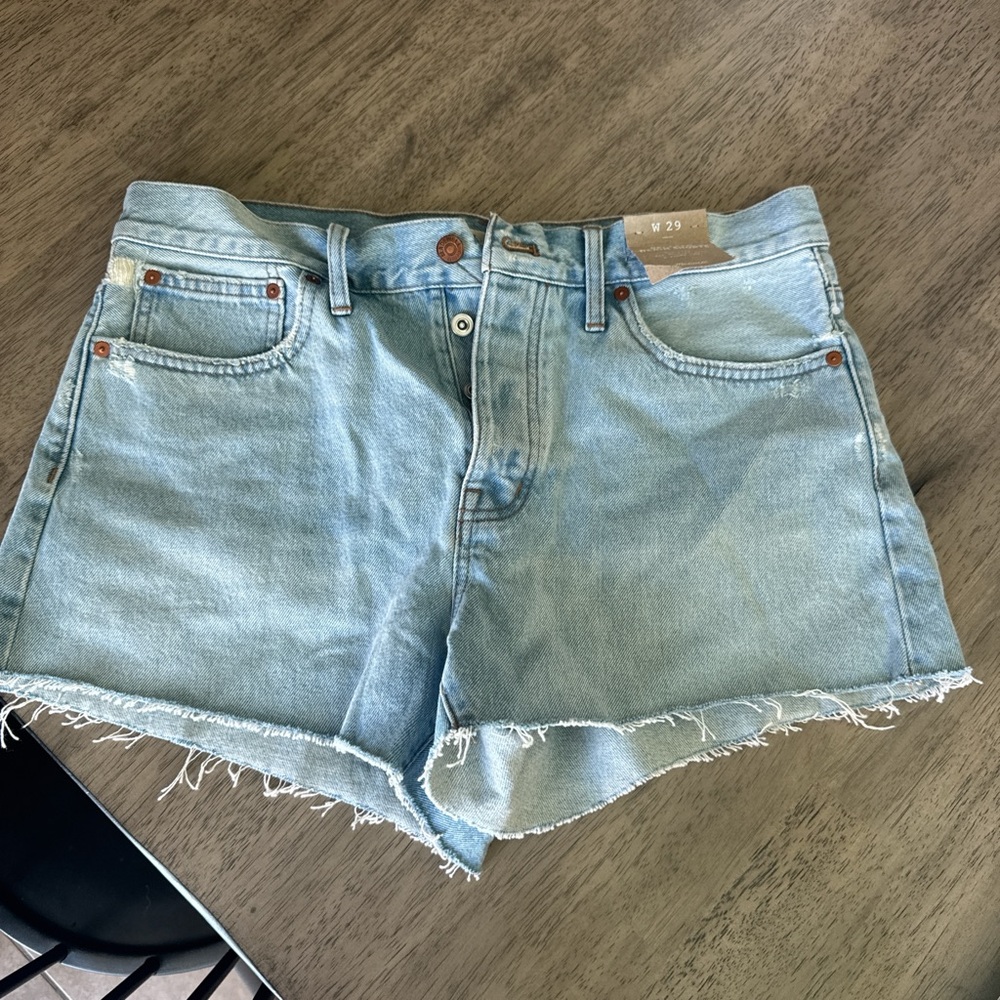 Madewell Light Blue Cutoff Denim Shorts with Raw Hem